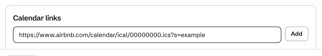 The Calendar links box with a listing's calendar link pasted in